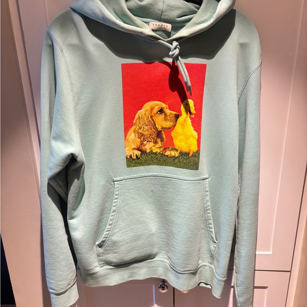 Sandro sea foam Green and Red Dog Hoodie Clothing